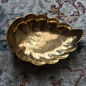 vintage brass catchall leaf dish